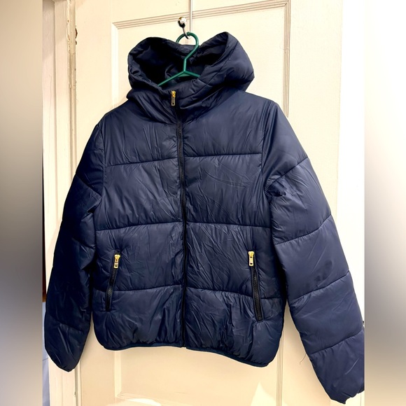 DARK NAVY BLUE SHORT PUFFER - Picture 1 of 4